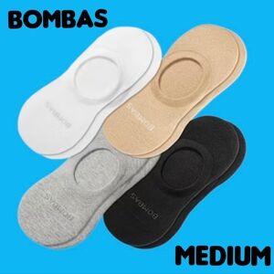 Bombas 4 Pair No Show Socks BNWT White/Black/Gray/Beige Medium Lightweight